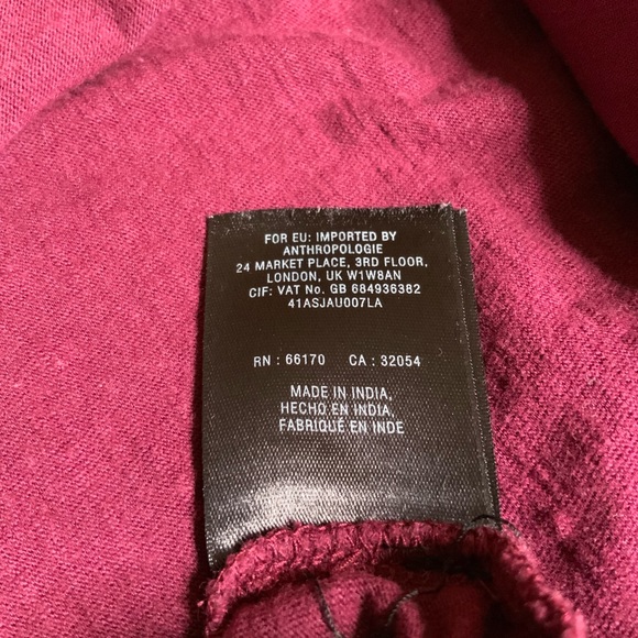 ANTHROPOLOGIE MEADOW RUE TOP CROCHETED DETAIL WINE - Picture 5 of 5